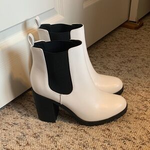 Soda White and Black Ankle Boots